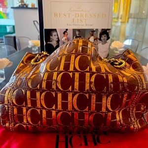 Carolina Herrera Leather Brown & Gold Bag Excellent Condition